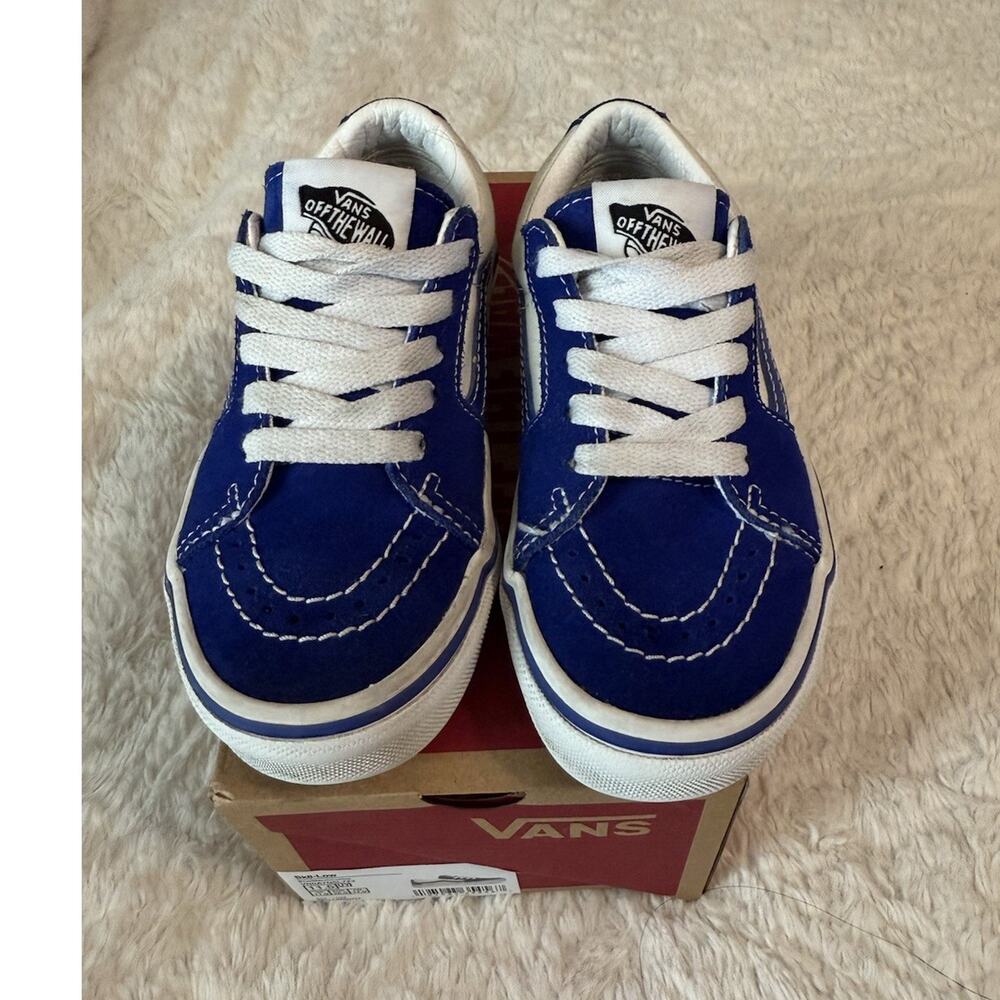 VANS Sk8-Low Blue/White Unisex Kids Sneakers Suede Canvas Lace Up Size 11.5